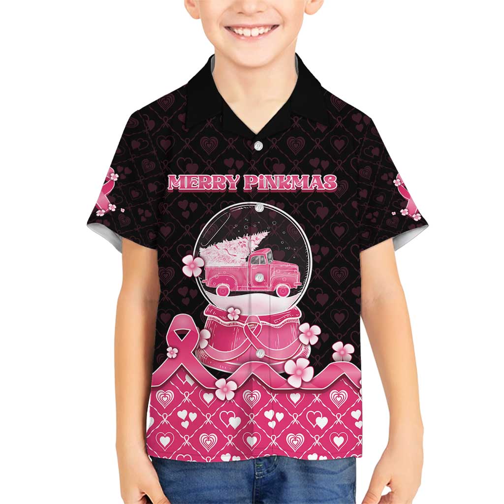 Breast Cancer Christmas Family Matching Off Shoulder Short Dress and Hawaiian Shirt Merry Pinkmas - Wonder Print Shop