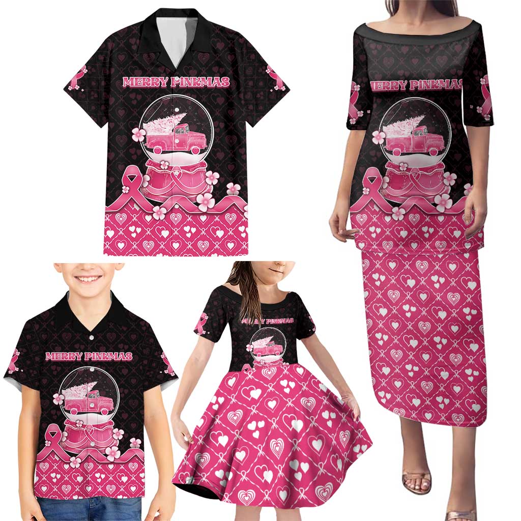 Breast Cancer Christmas Family Matching Puletasi and Hawaiian Shirt Merry Pinkmas - Wonder Print Shop