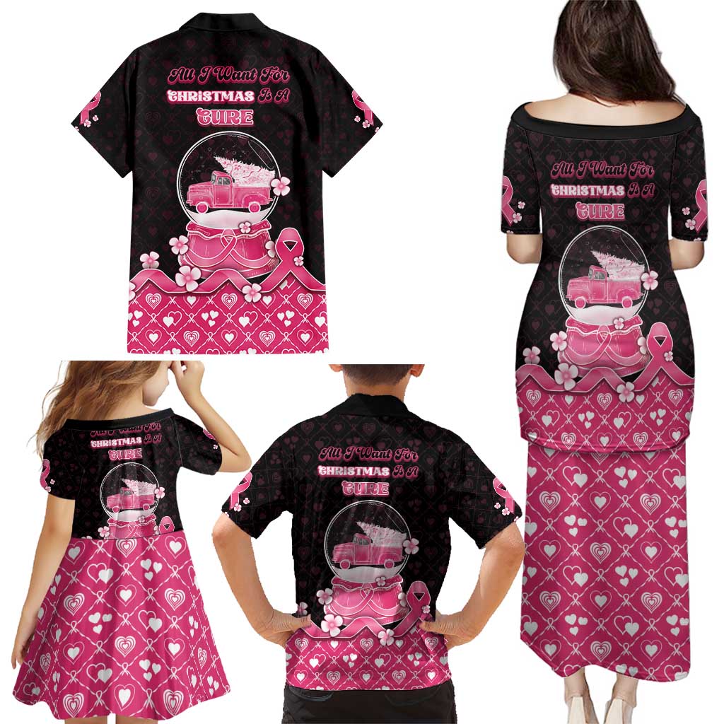 Breast Cancer Christmas Family Matching Puletasi and Hawaiian Shirt Merry Pinkmas - Wonder Print Shop