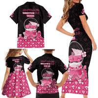 Breast Cancer Christmas Family Matching Short Sleeve Bodycon Dress and Hawaiian Shirt Merry Pinkmas - Wonder Print Shop