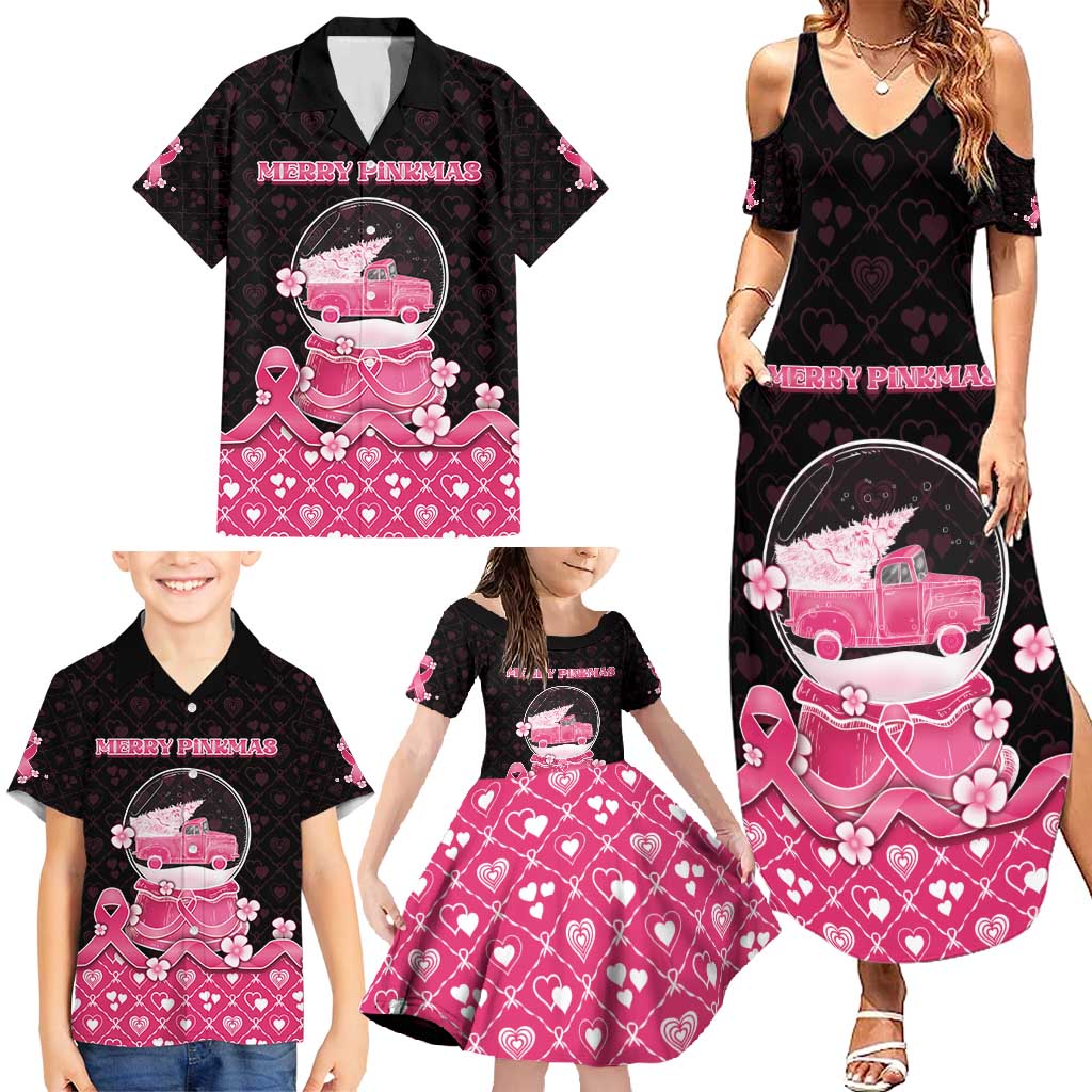 Breast Cancer Christmas Family Matching Summer Maxi Dress and Hawaiian Shirt Merry Pinkmas - Wonder Print Shop