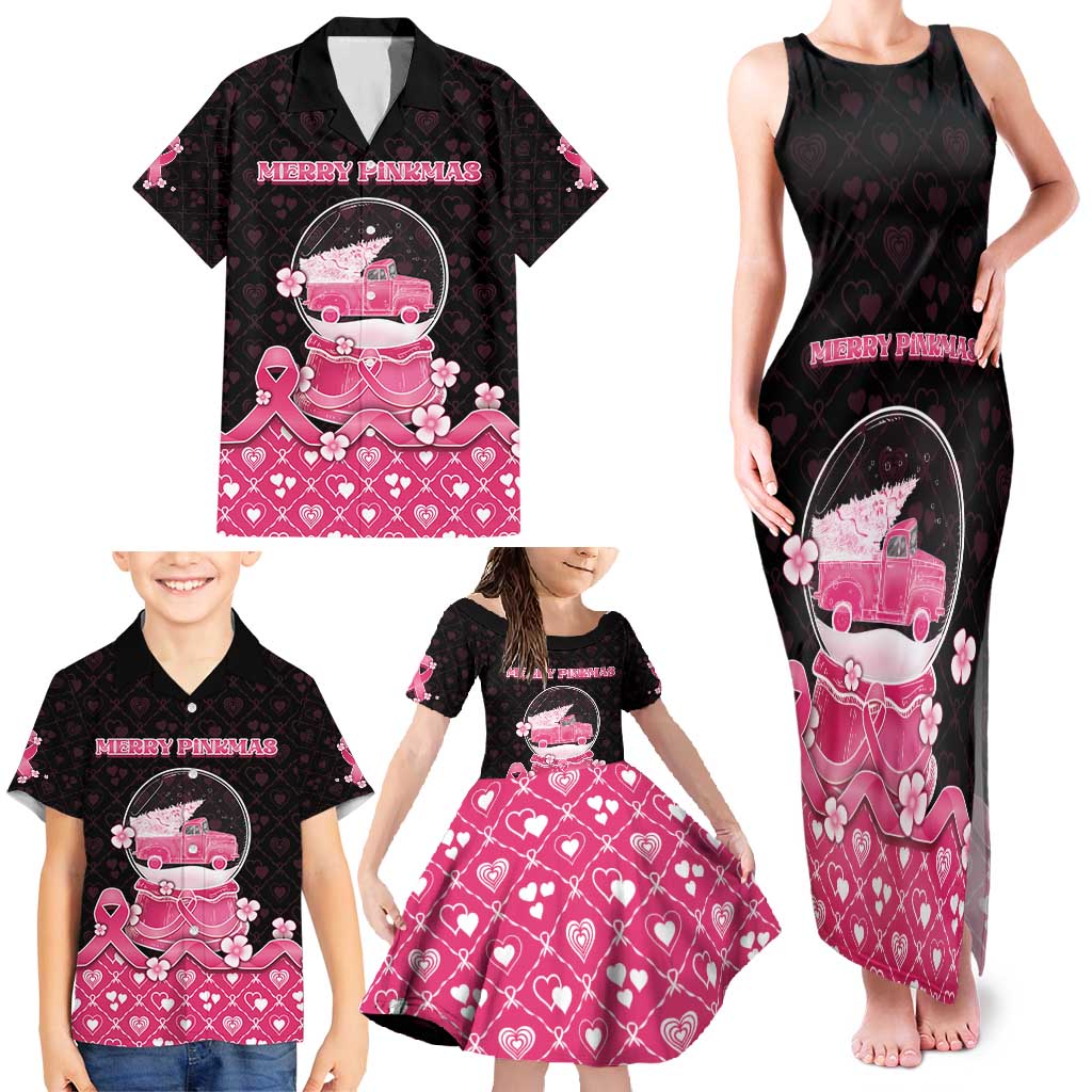 Breast Cancer Christmas Family Matching Tank Maxi Dress and Hawaiian Shirt Merry Pinkmas - Wonder Print Shop