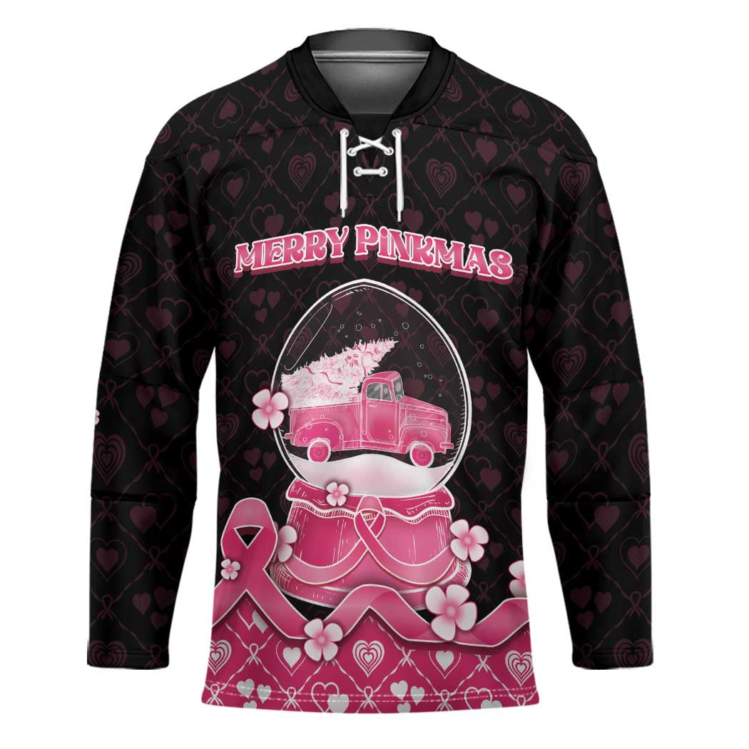 Breast Cancer Christmas Hockey Jersey Merry Pinkmas - Wonder Print Shop