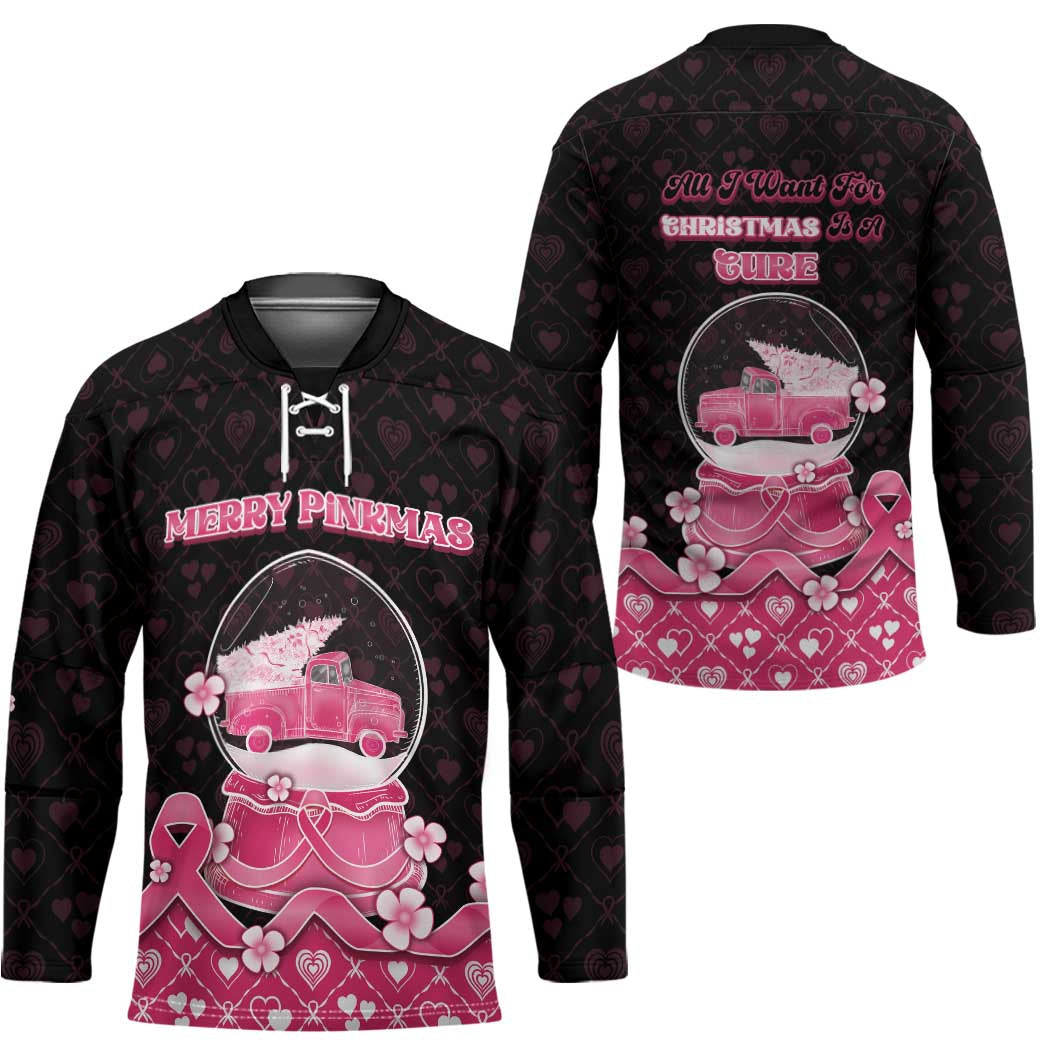Breast Cancer Christmas Hockey Jersey Merry Pinkmas - Wonder Print Shop