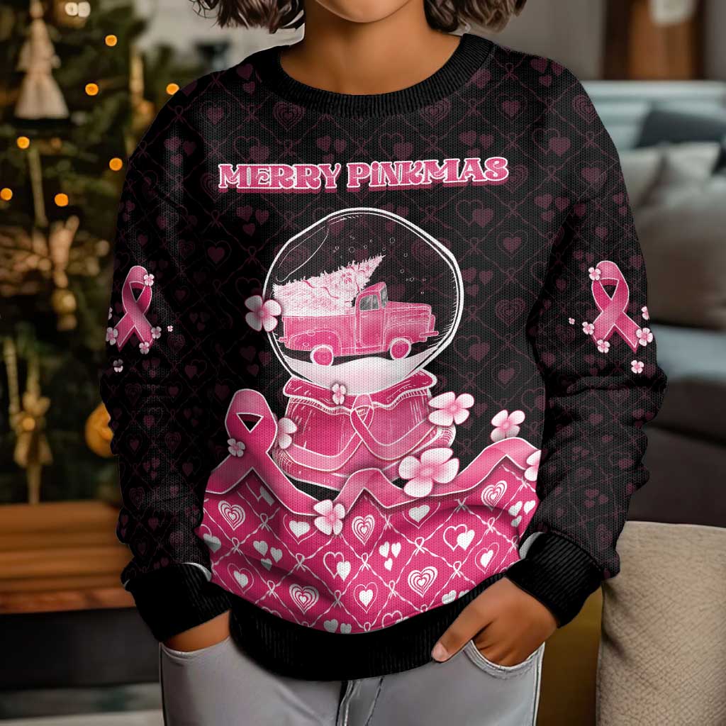 Breast Cancer Christmas Kid Ugly Christmas Sweater Merry Pinkmas - Wonder Print Shop