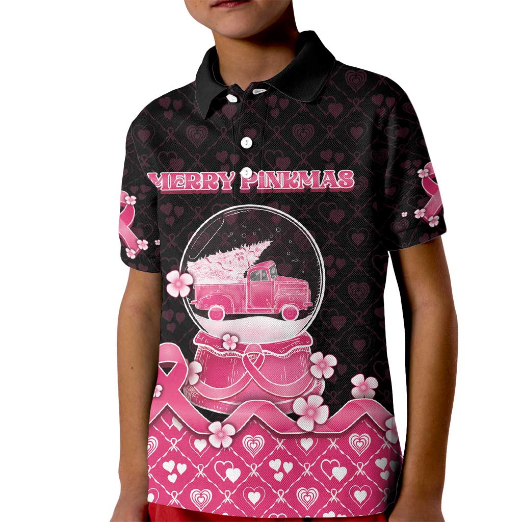 Breast Cancer Christmas Kid Polo Shirt Merry Pinkmas - Wonder Print Shop