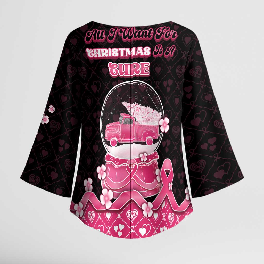 Breast Cancer Christmas Kimono Sleeve Blouse Merry Pinkmas - Wonder Print Shop
