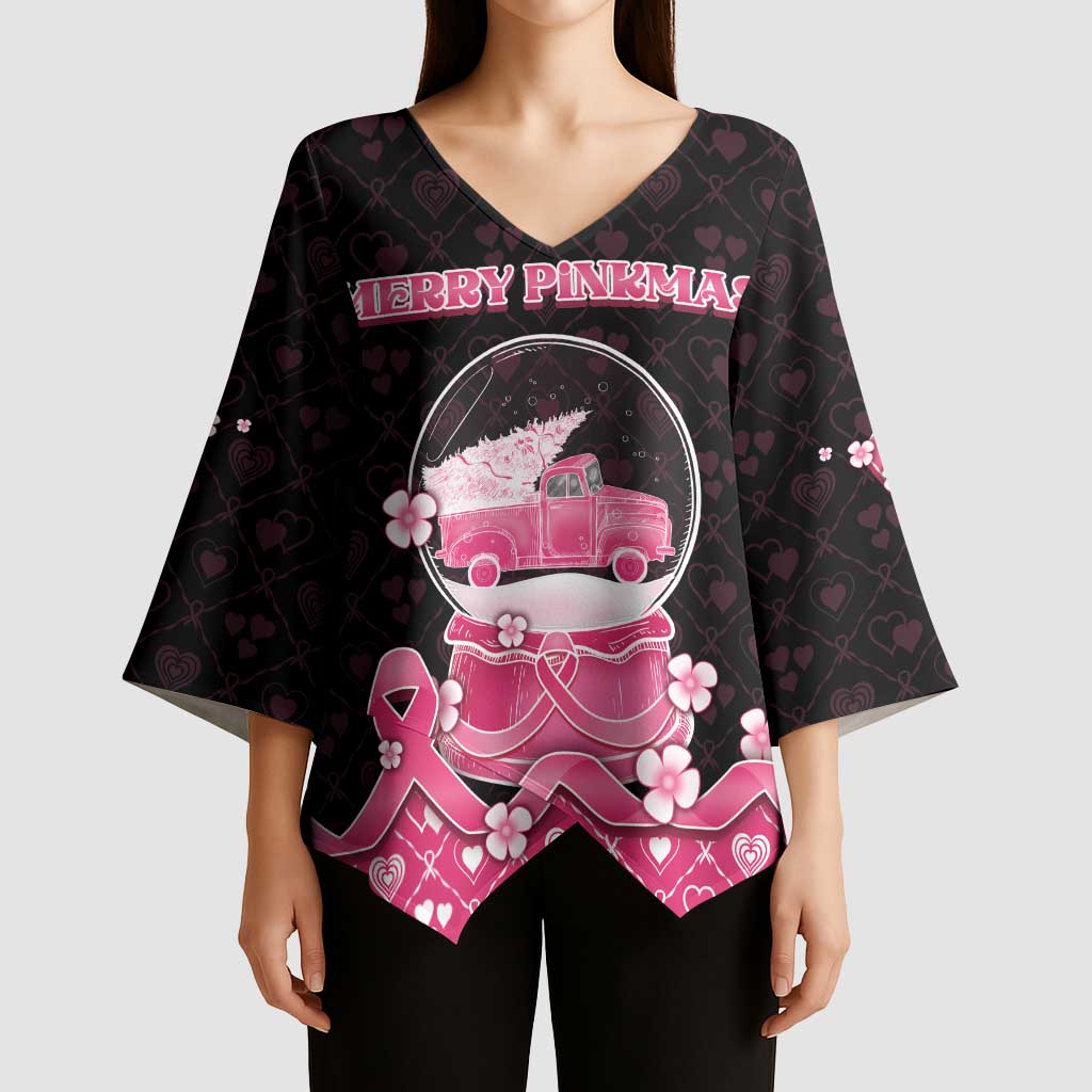 Breast Cancer Christmas Kimono Sleeve Blouse Merry Pinkmas - Wonder Print Shop