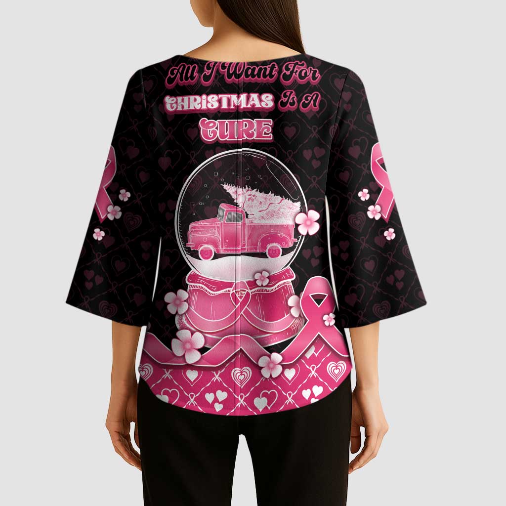 Breast Cancer Christmas Kimono Sleeve Blouse Merry Pinkmas - Wonder Print Shop