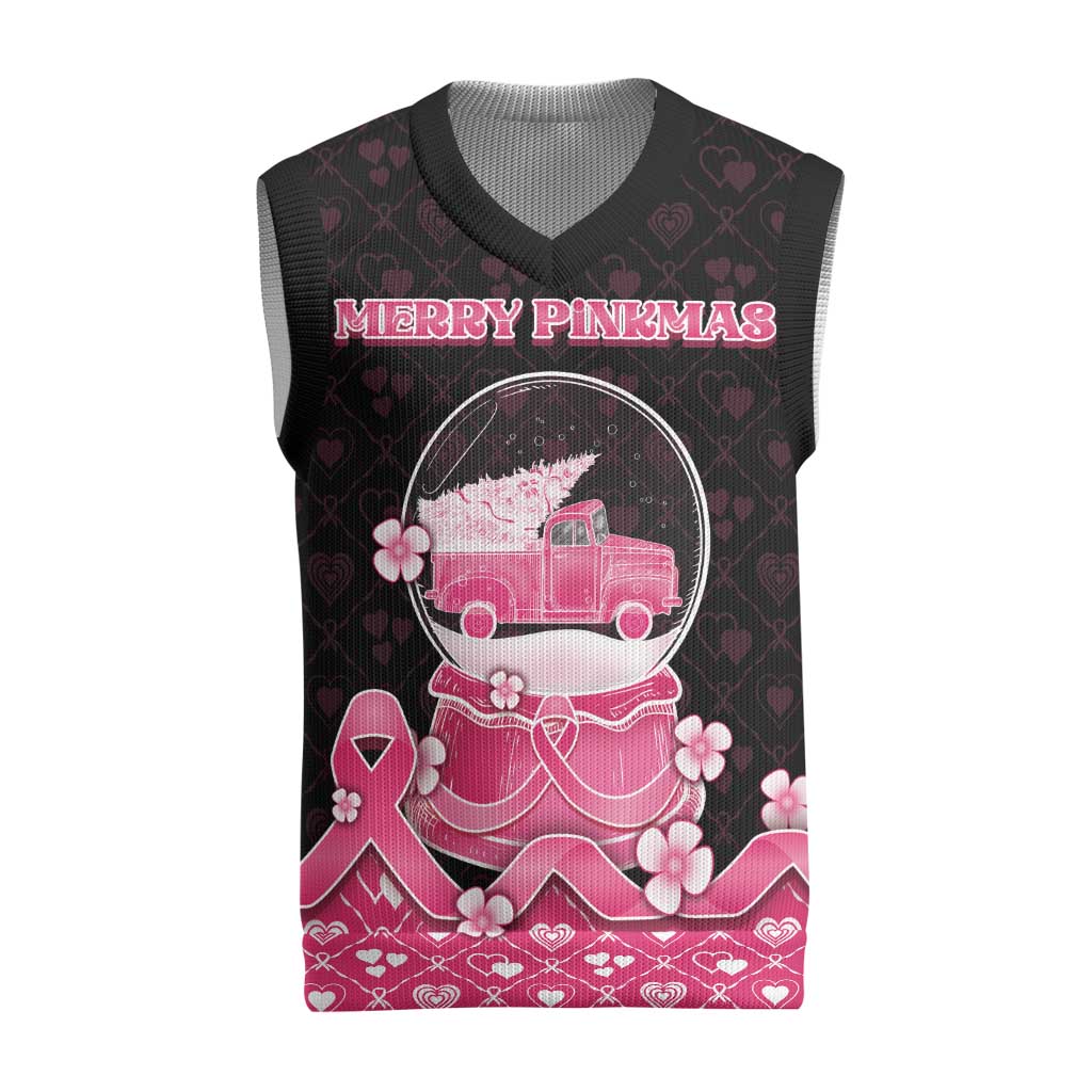 Breast Cancer Christmas Knitted V-Neck Vest Merry Pinkmas - Wonder Print Shop
