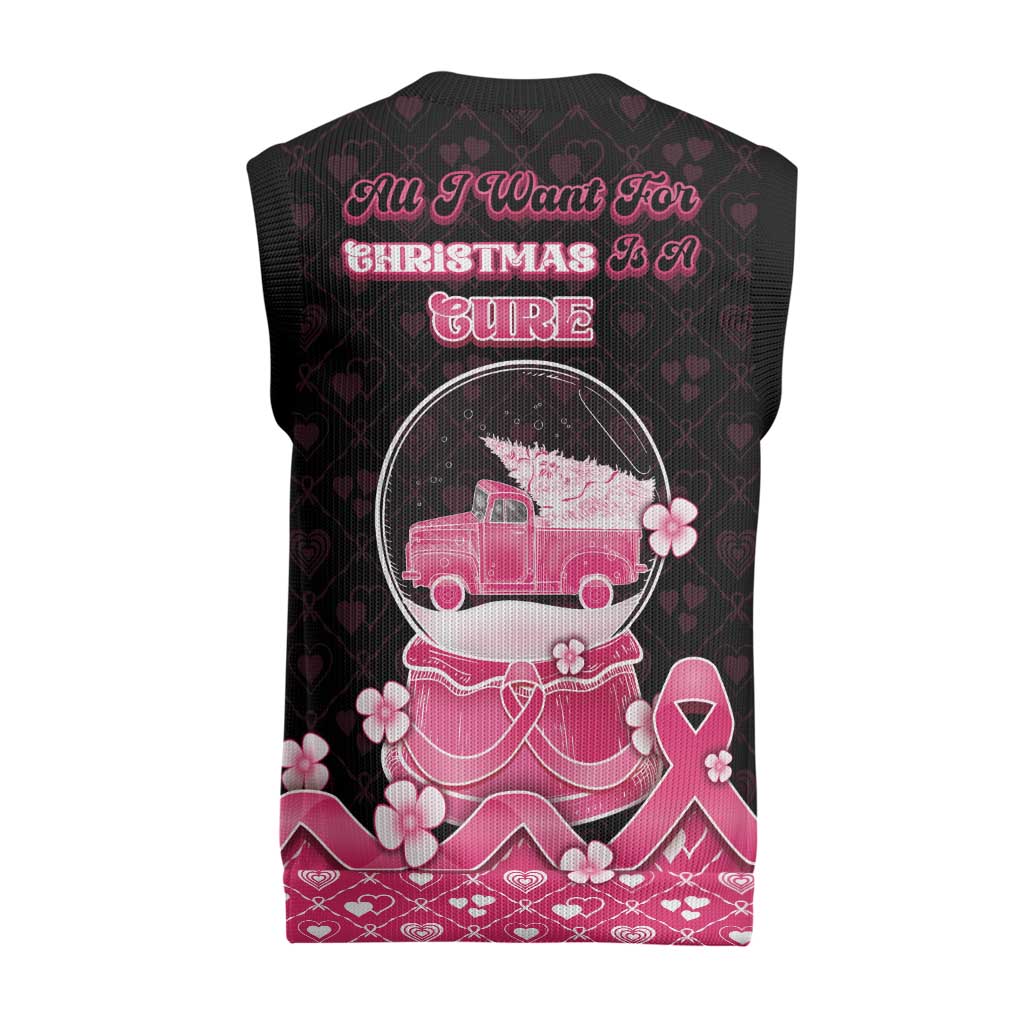 Breast Cancer Christmas Knitted V-Neck Vest Merry Pinkmas - Wonder Print Shop