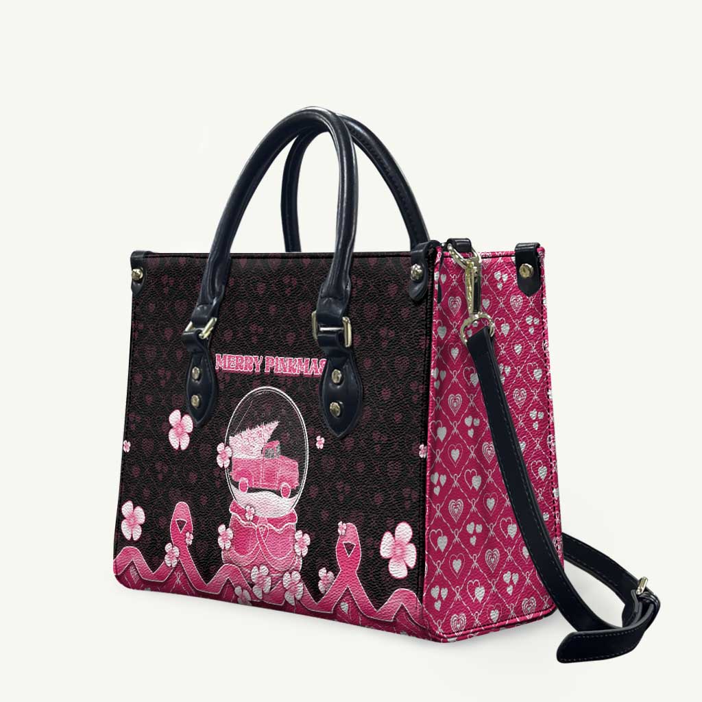 Breast Cancer Christmas Leather Bag Merry Pinkmas - Wonder Print Shop