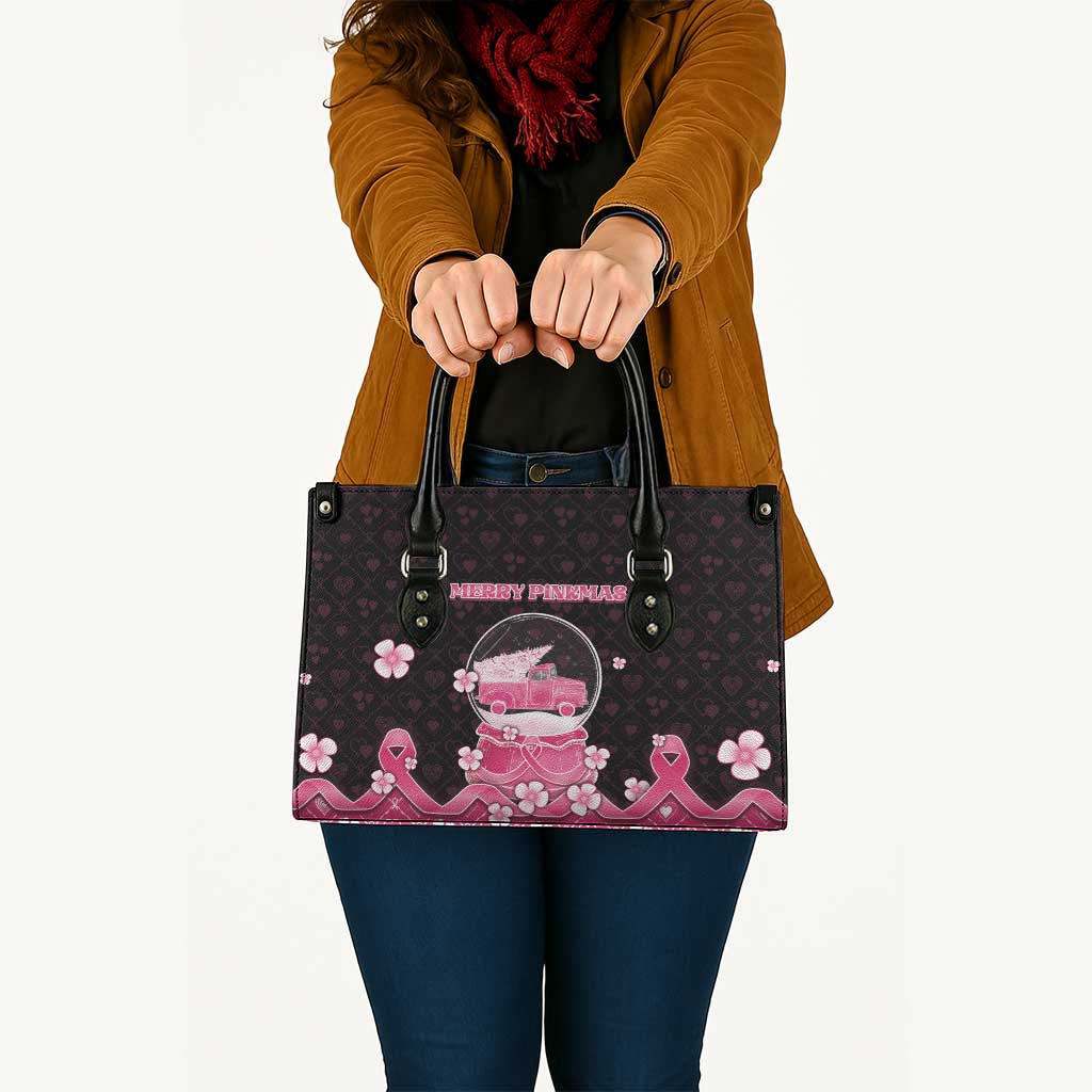 Breast Cancer Christmas Leather Bag Merry Pinkmas - Wonder Print Shop