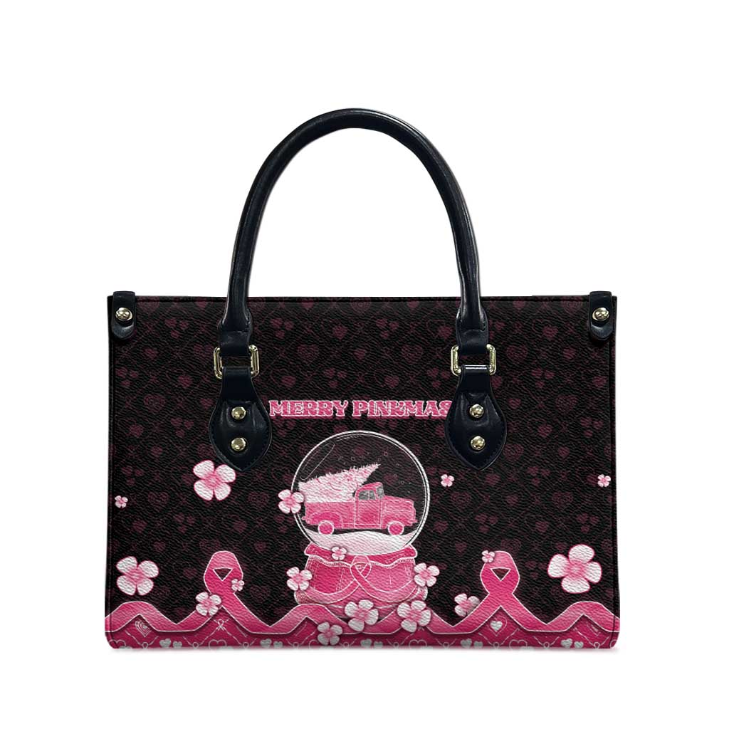 Breast Cancer Christmas Leather Bag Merry Pinkmas - Wonder Print Shop
