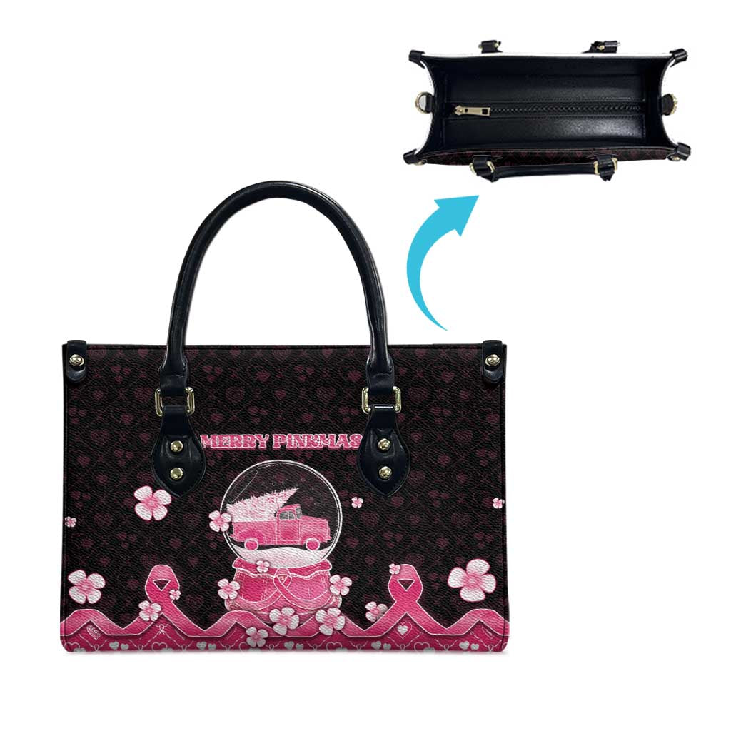 Breast Cancer Christmas Leather Bag Merry Pinkmas - Wonder Print Shop