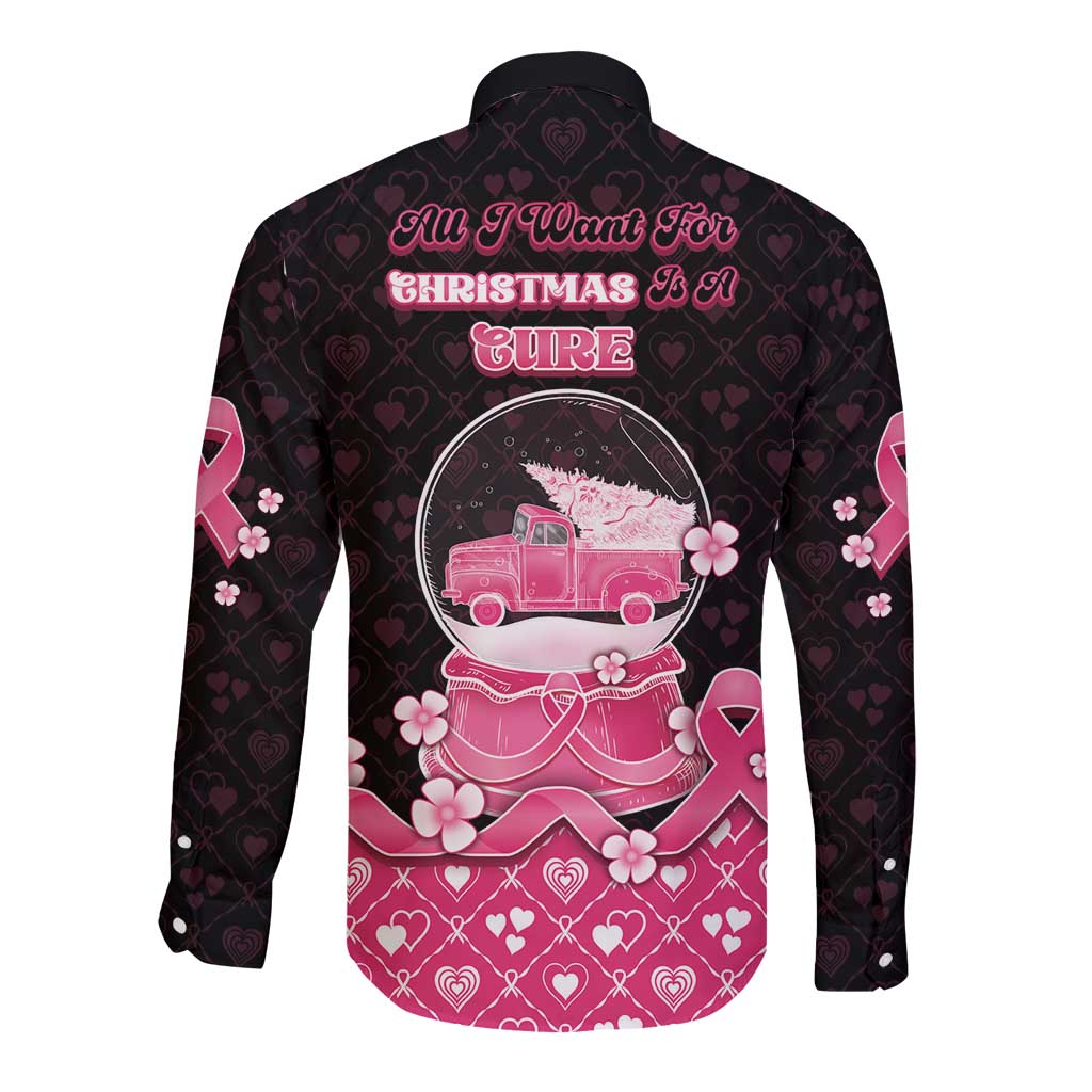 Breast Cancer Christmas Long Sleeve Button Shirt Merry Pinkmas - Wonder Print Shop