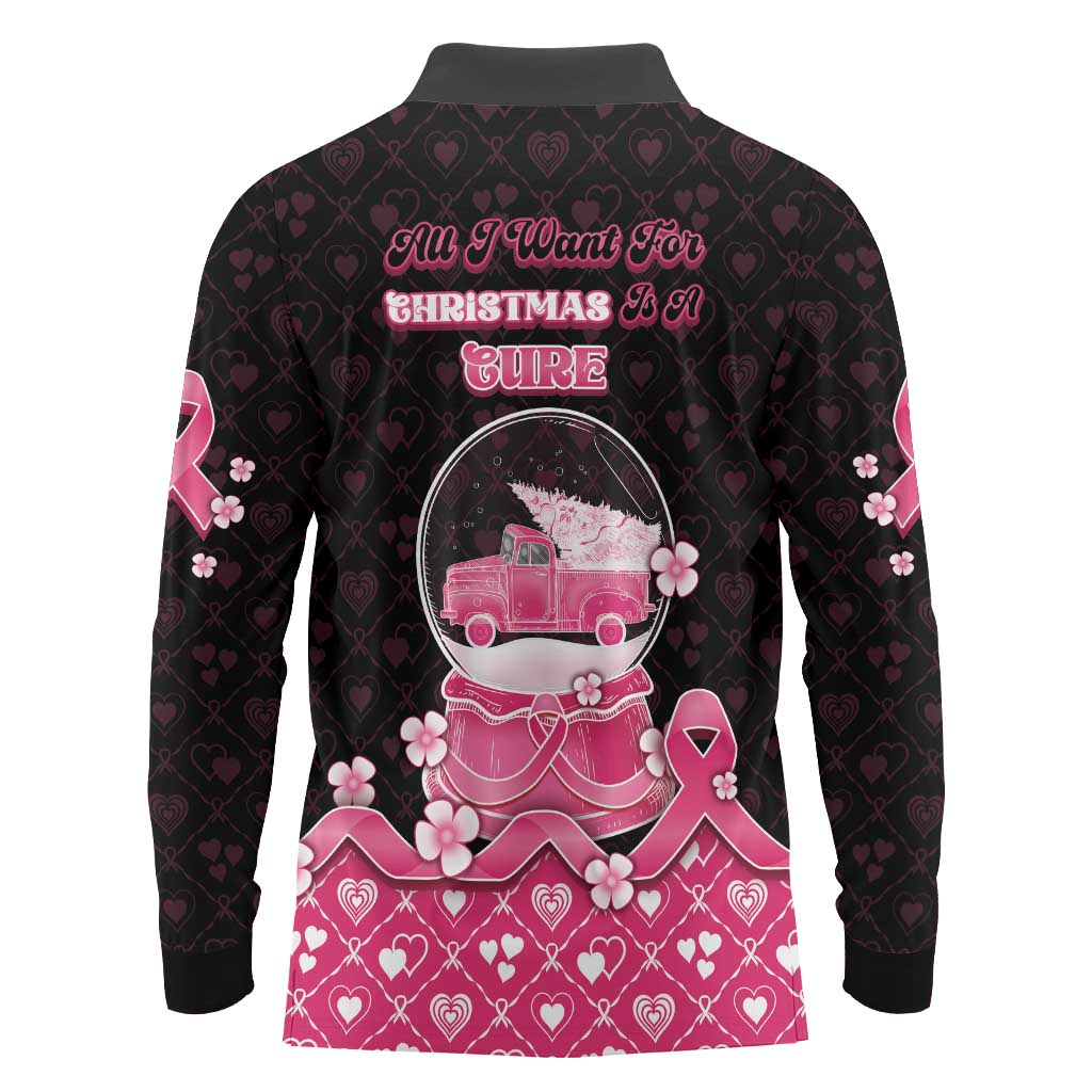 Breast Cancer Christmas Long Sleeve Polo Shirt Merry Pinkmas - Wonder Print Shop