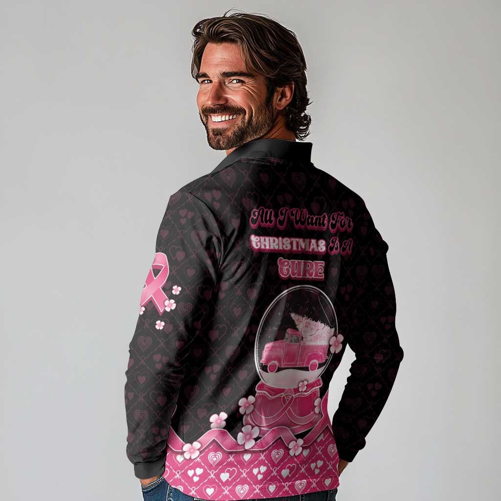 Breast Cancer Christmas Long Sleeve Polo Shirt Merry Pinkmas - Wonder Print Shop