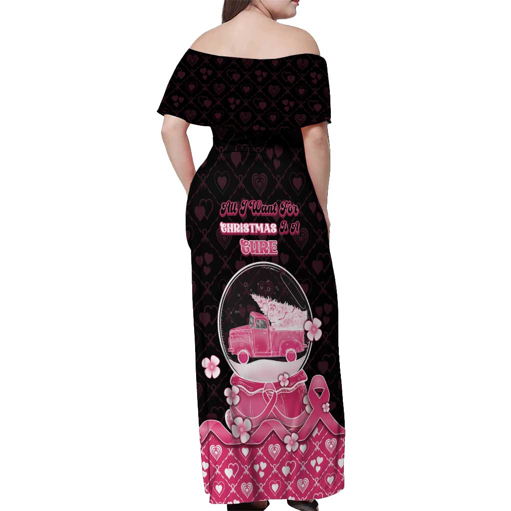 Breast Cancer Christmas Off Shoulder Maxi Dress Merry Pinkmas - Wonder Print Shop