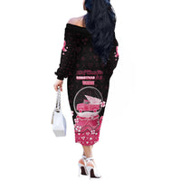 Breast Cancer Christmas Off The Shoulder Long Sleeve Dress Merry Pinkmas - Wonder Print Shop