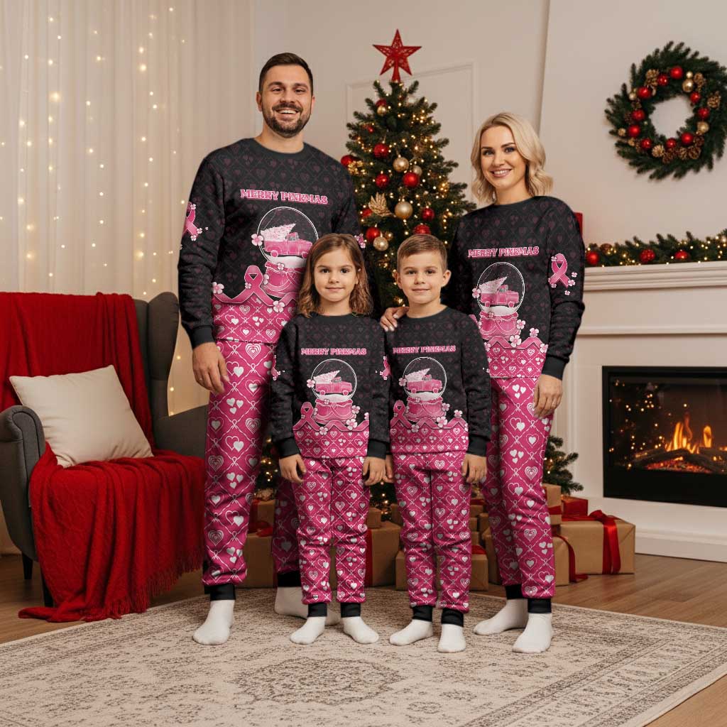 Breast Cancer Christmas Pajama Set Merry Pinkmas - Wonder Print Shop