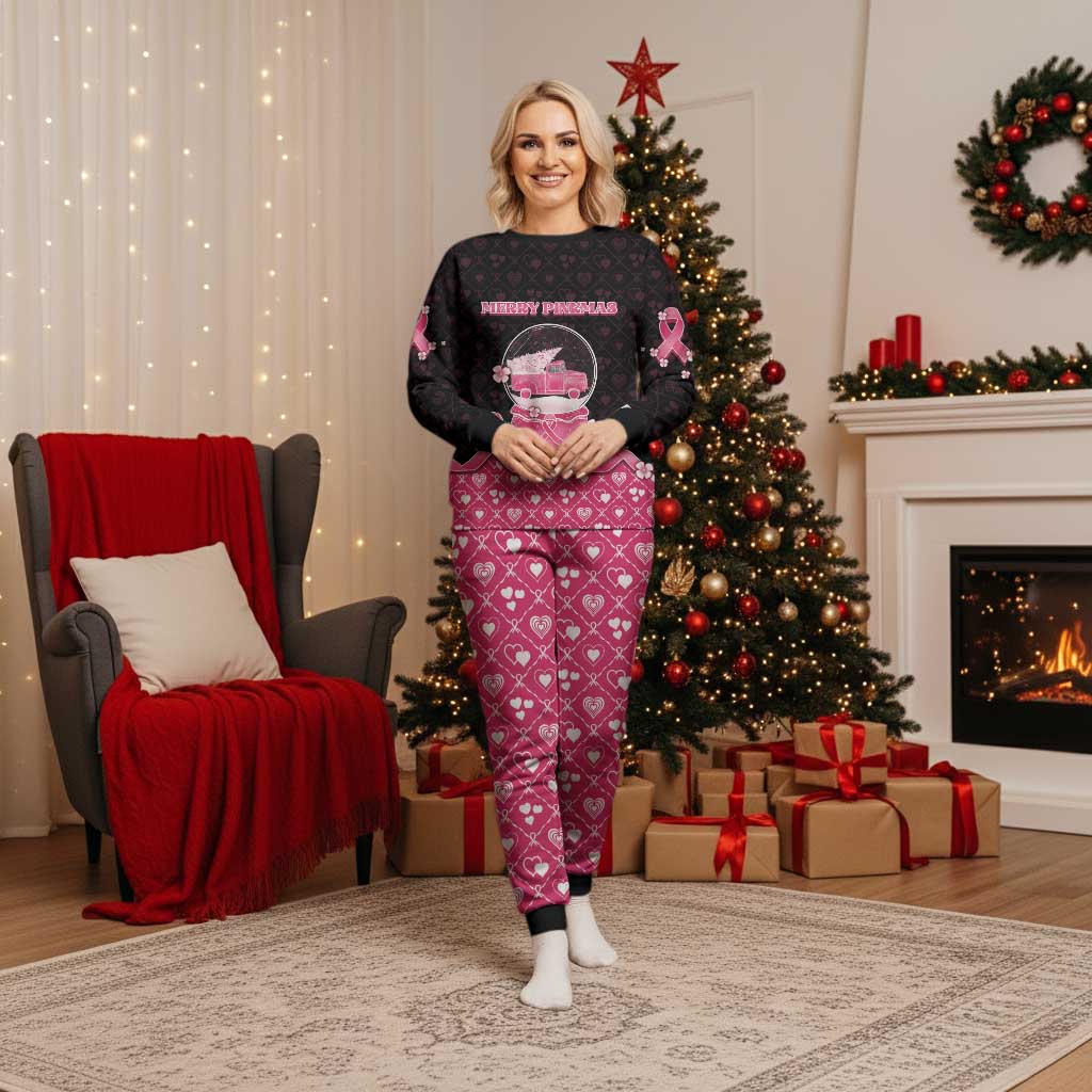 Breast Cancer Christmas Pajama Set Merry Pinkmas - Wonder Print Shop
