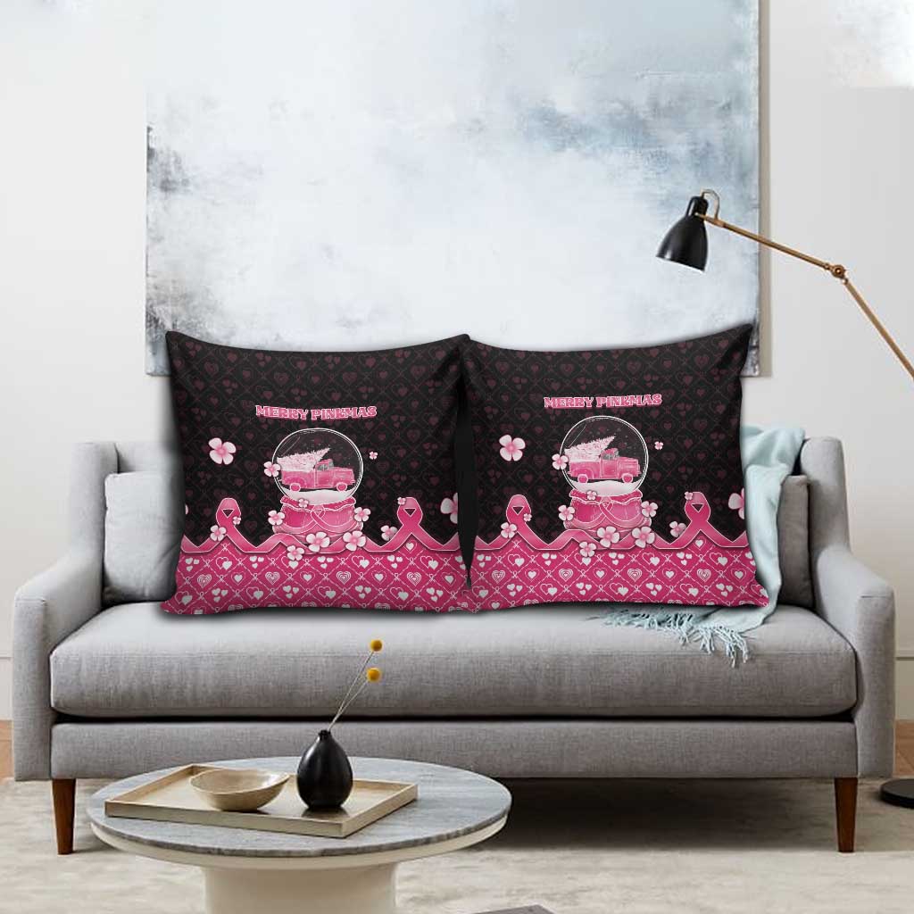 Breast Cancer Christmas Pillow Cover Merry Pinkmas - Wonder Print Shop