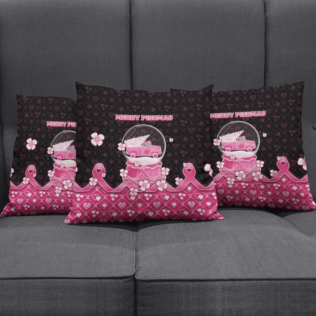 Breast Cancer Christmas Pillow Cover Merry Pinkmas - Wonder Print Shop