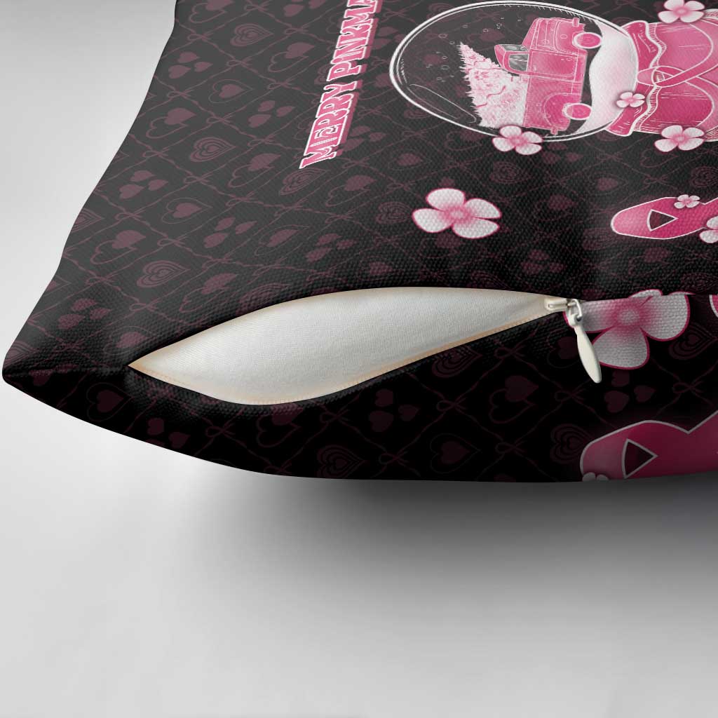 Breast Cancer Christmas Pillow Cover Merry Pinkmas - Wonder Print Shop