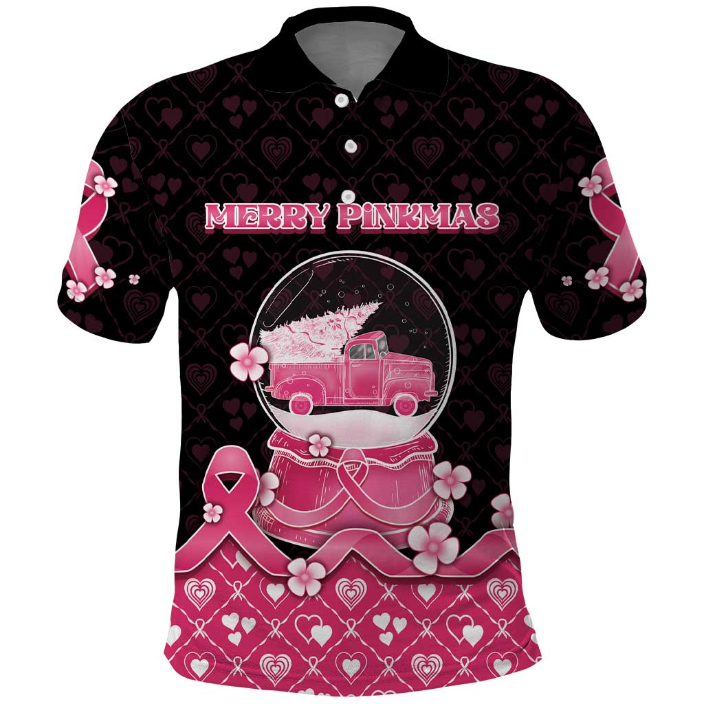 Breast Cancer Christmas Polo Shirt Merry Pinkmas - Wonder Print Shop