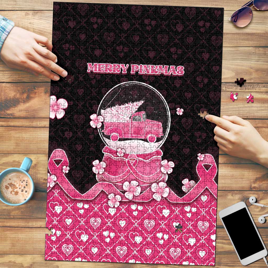 Breast Cancer Christmas Puzzle Merry Pinkmas - Wonder Print Shop