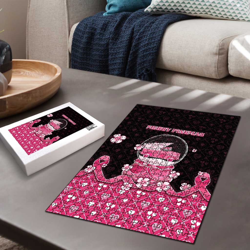 Breast Cancer Christmas Puzzle Merry Pinkmas - Wonder Print Shop