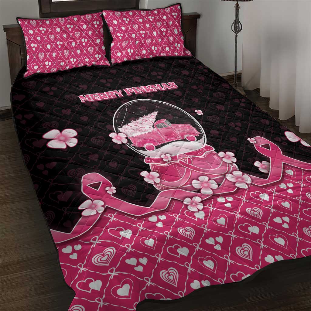 Breast Cancer Christmas Quilt Bed Set Merry Pinkmas - Wonder Print Shop