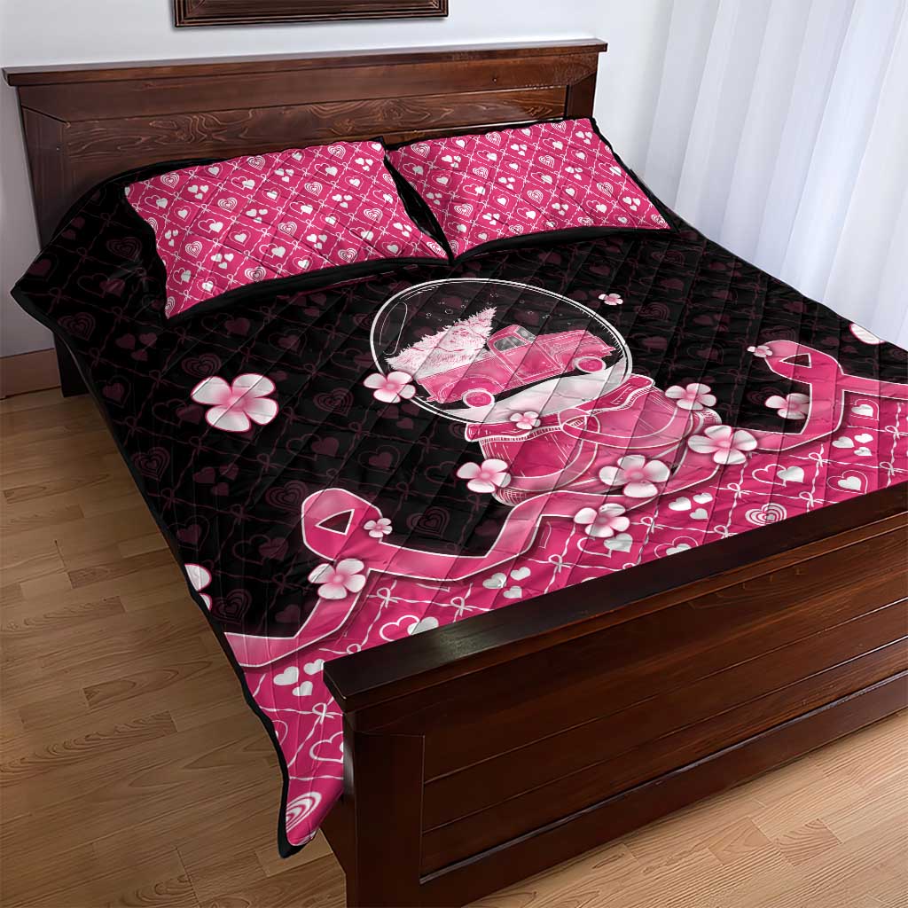 Breast Cancer Christmas Quilt Bed Set Merry Pinkmas - Wonder Print Shop