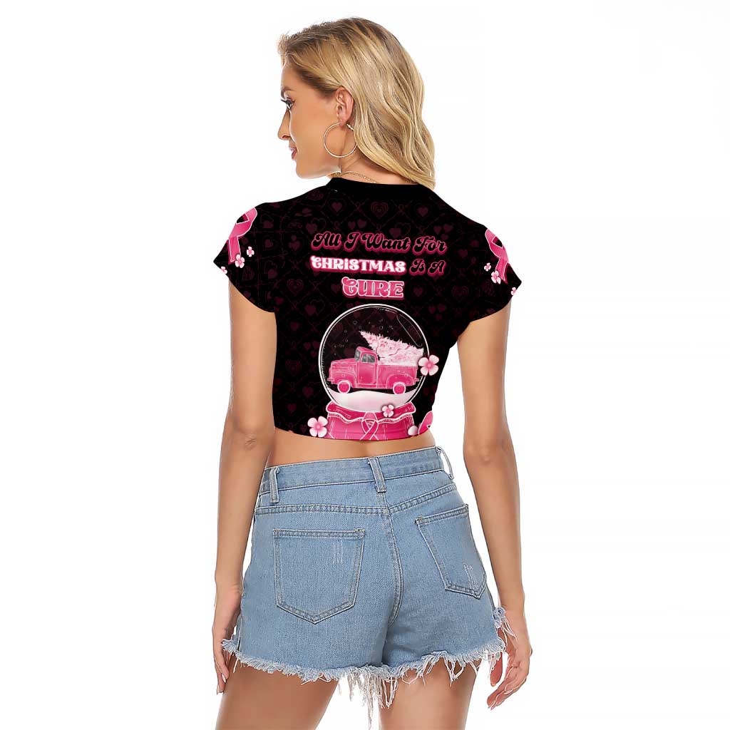 Breast Cancer Christmas Raglan Cropped T Shirt Merry Pinkmas - Wonder Print Shop