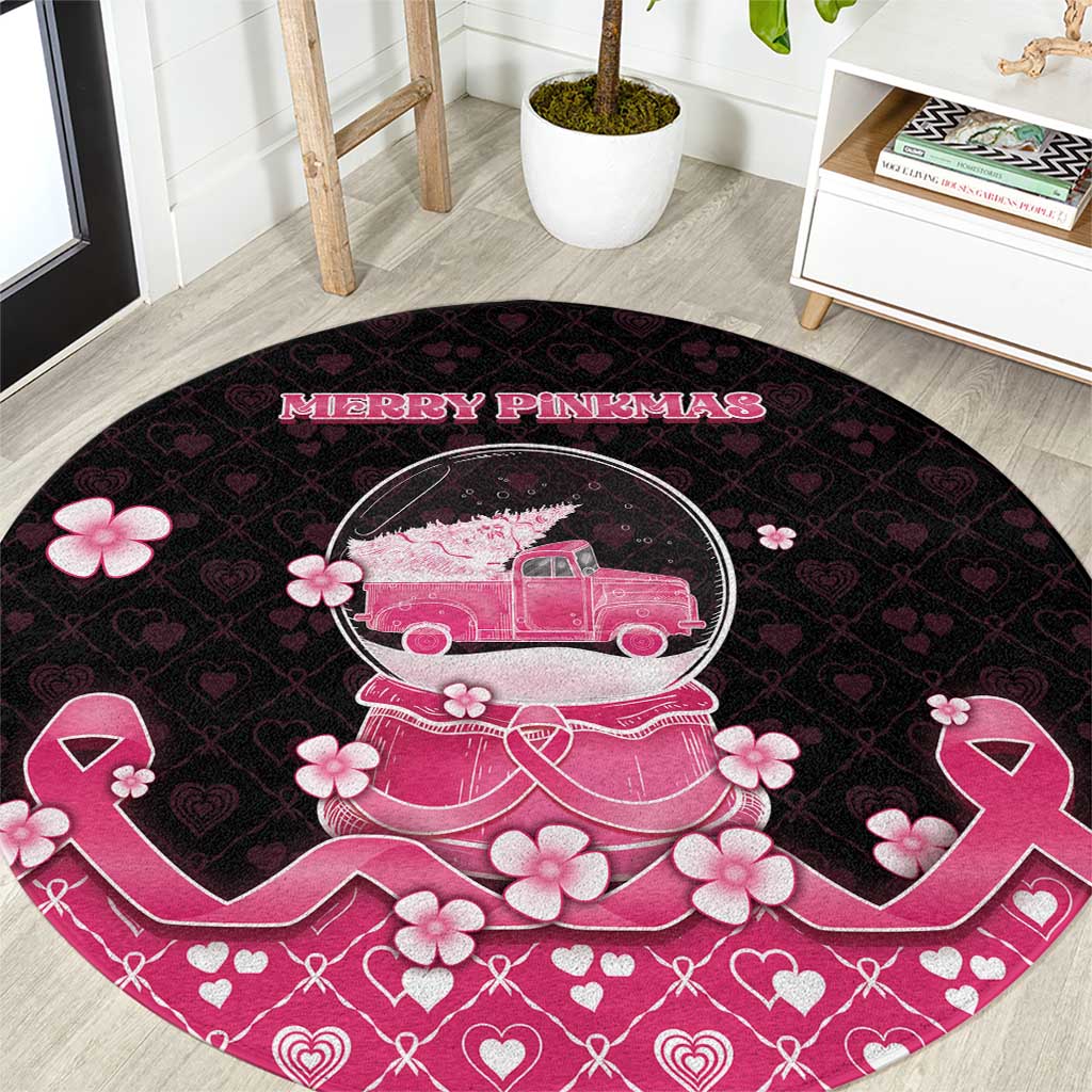 Breast Cancer Christmas Round Carpet Merry Pinkmas - Wonder Print Shop