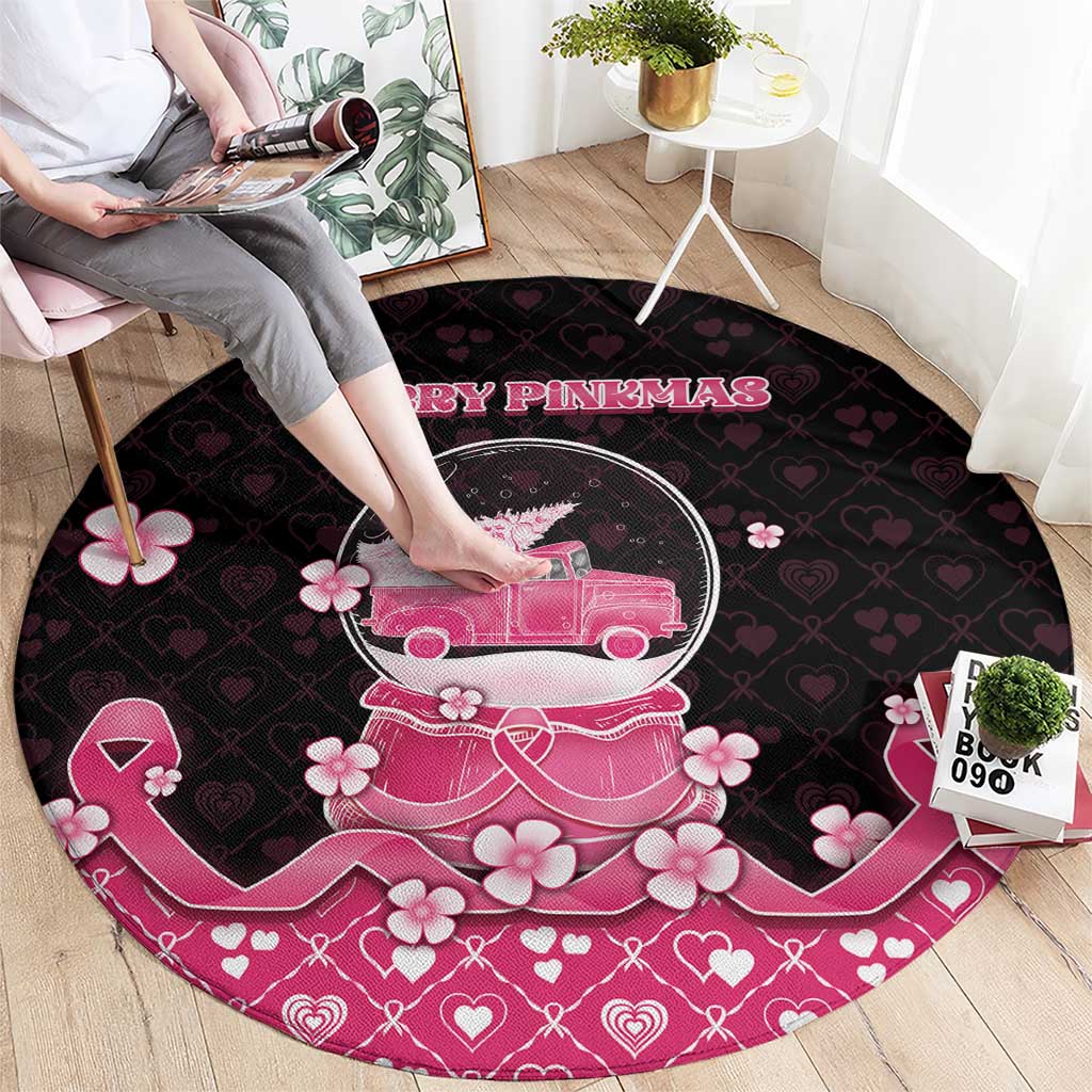 Breast Cancer Christmas Round Carpet Merry Pinkmas - Wonder Print Shop