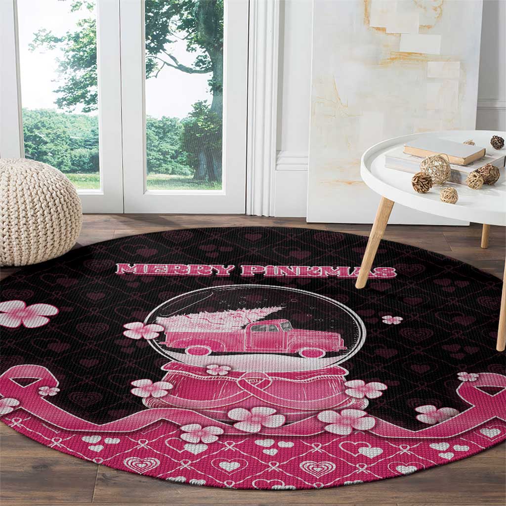 Breast Cancer Christmas Round Carpet Merry Pinkmas - Wonder Print Shop