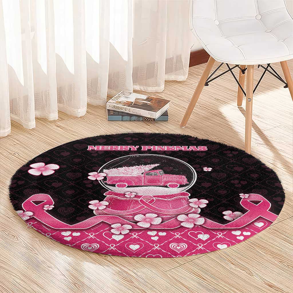 Breast Cancer Christmas Round Carpet Merry Pinkmas - Wonder Print Shop