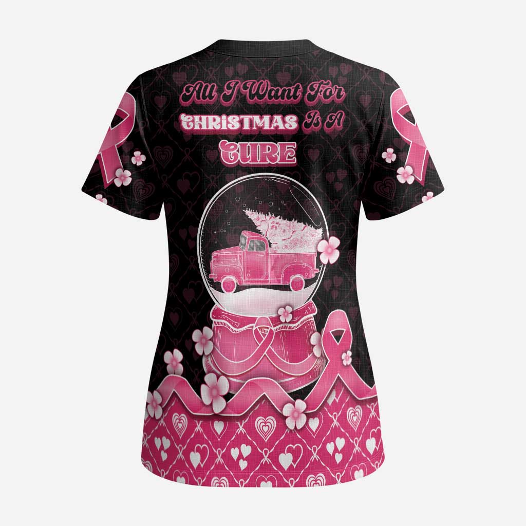 Breast Cancer Christmas Scrub Top Merry Pinkmas - Wonder Print Shop
