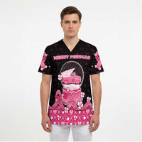 Breast Cancer Christmas Scrub Top Merry Pinkmas - Wonder Print Shop
