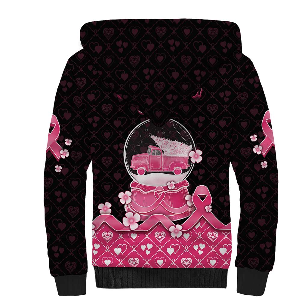 Breast Cancer Christmas Sherpa Hoodie Merry Pinkmas - Wonder Print Shop