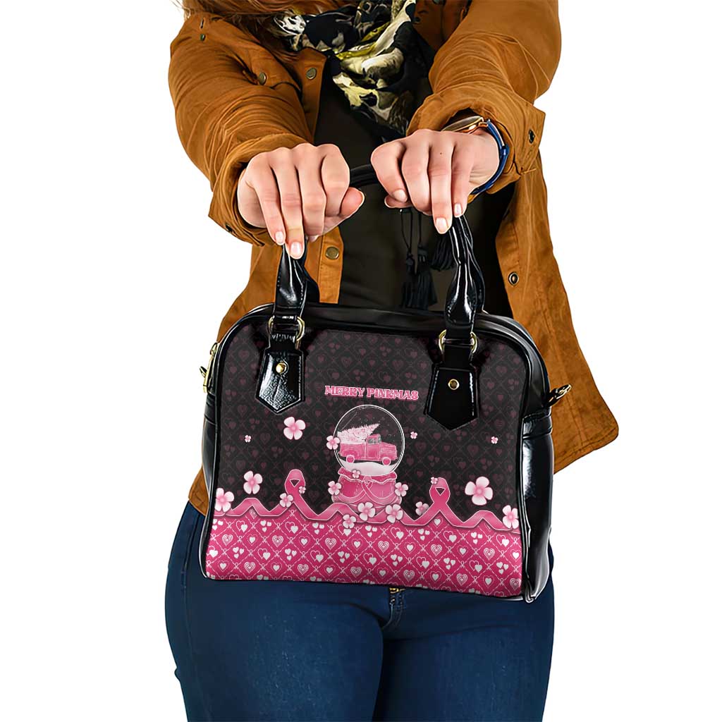 Breast Cancer Christmas Shoulder Handbag Merry Pinkmas - Wonder Print Shop