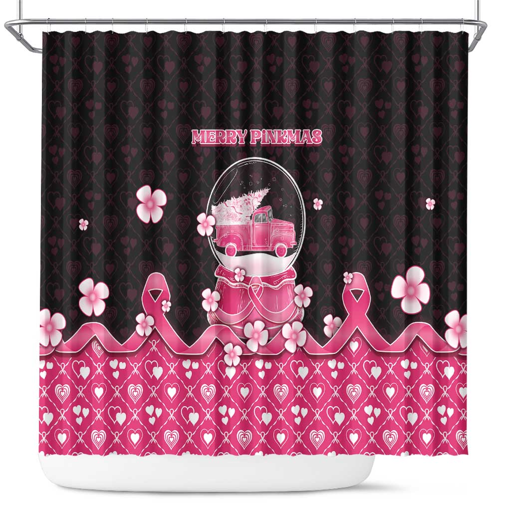 Breast Cancer Christmas Shower Curtain Merry Pinkmas - Wonder Print Shop