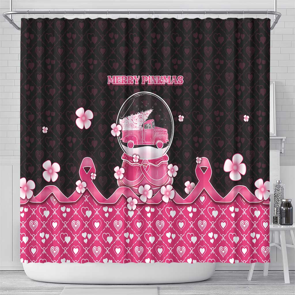 Breast Cancer Christmas Shower Curtain Merry Pinkmas - Wonder Print Shop