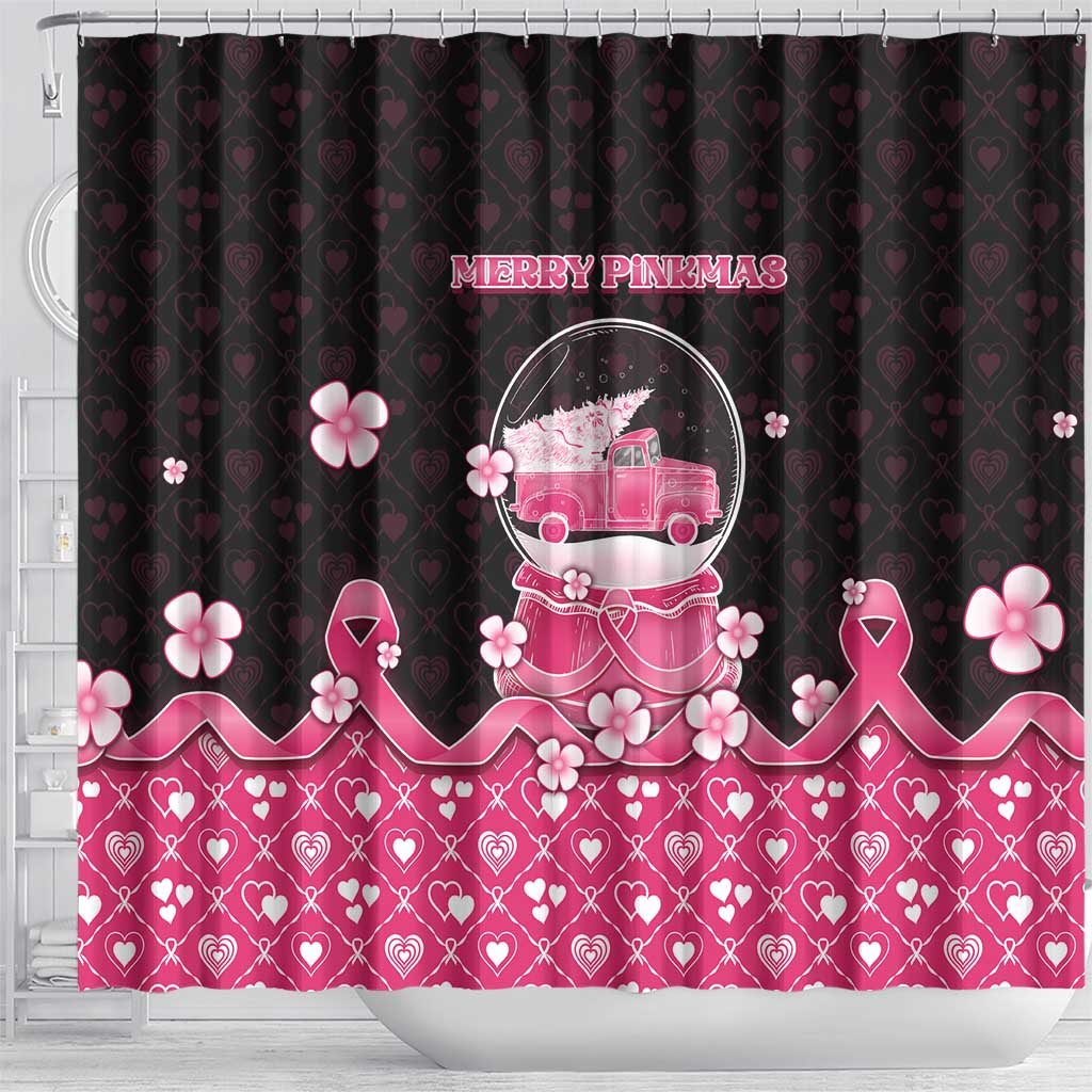 Breast Cancer Christmas Shower Curtain Merry Pinkmas - Wonder Print Shop