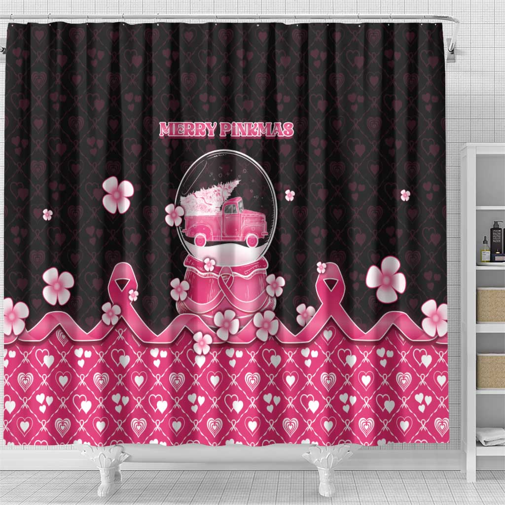 Breast Cancer Christmas Shower Curtain Merry Pinkmas - Wonder Print Shop