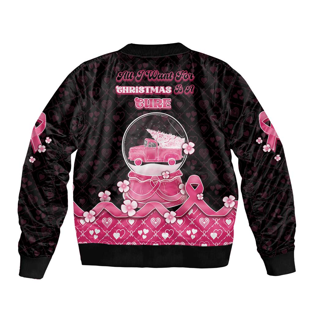 Breast Cancer Christmas Sleeve Zip Bomber Jacket Merry Pinkmas - Wonder Print Shop