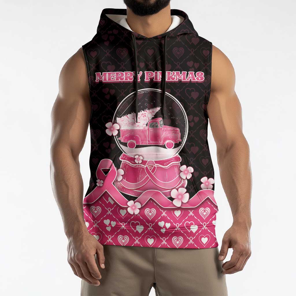 Breast Cancer Christmas Sleeveless Hoodie Merry Pinkmas - Wonder Print Shop