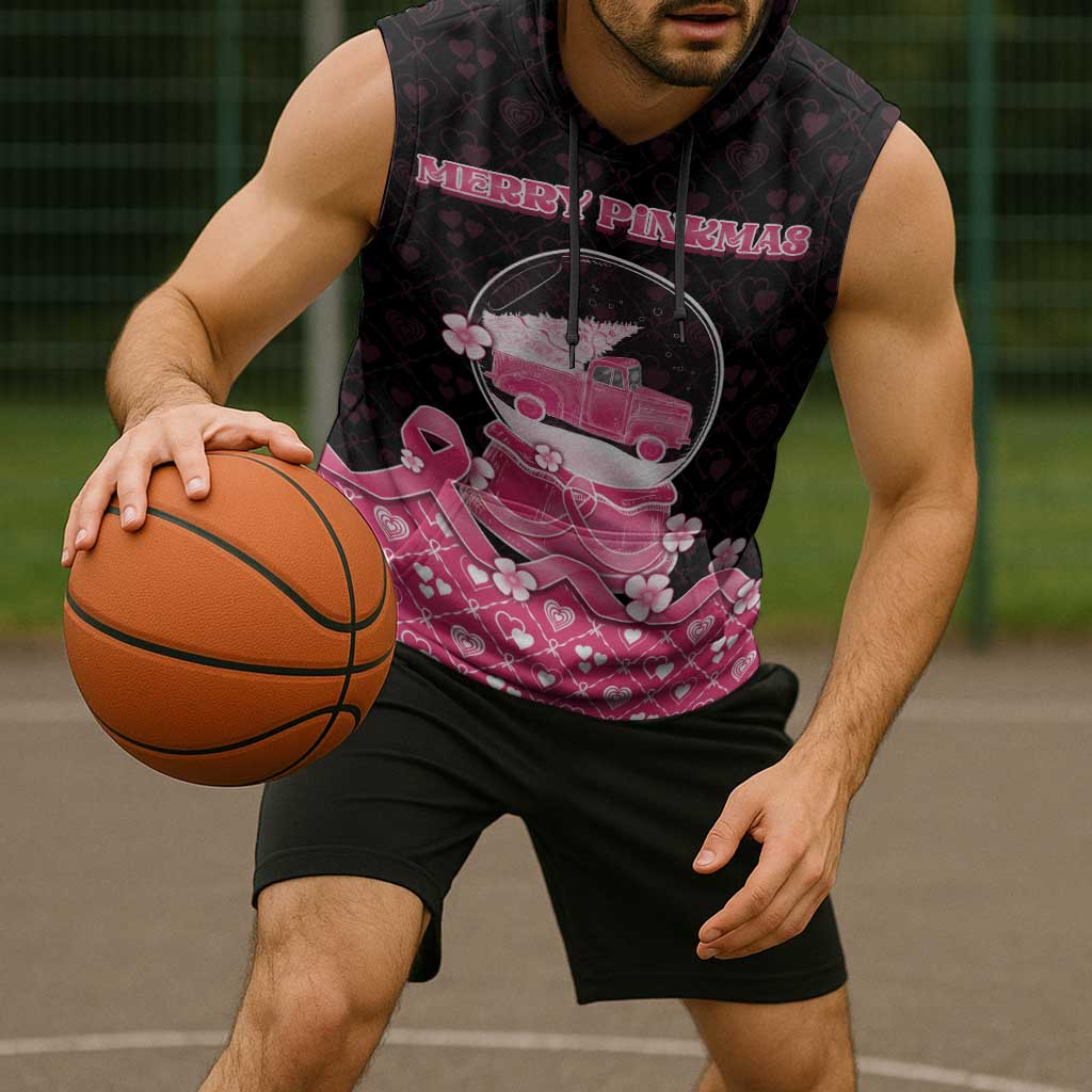 Breast Cancer Christmas Sleeveless Hoodie Merry Pinkmas - Wonder Print Shop